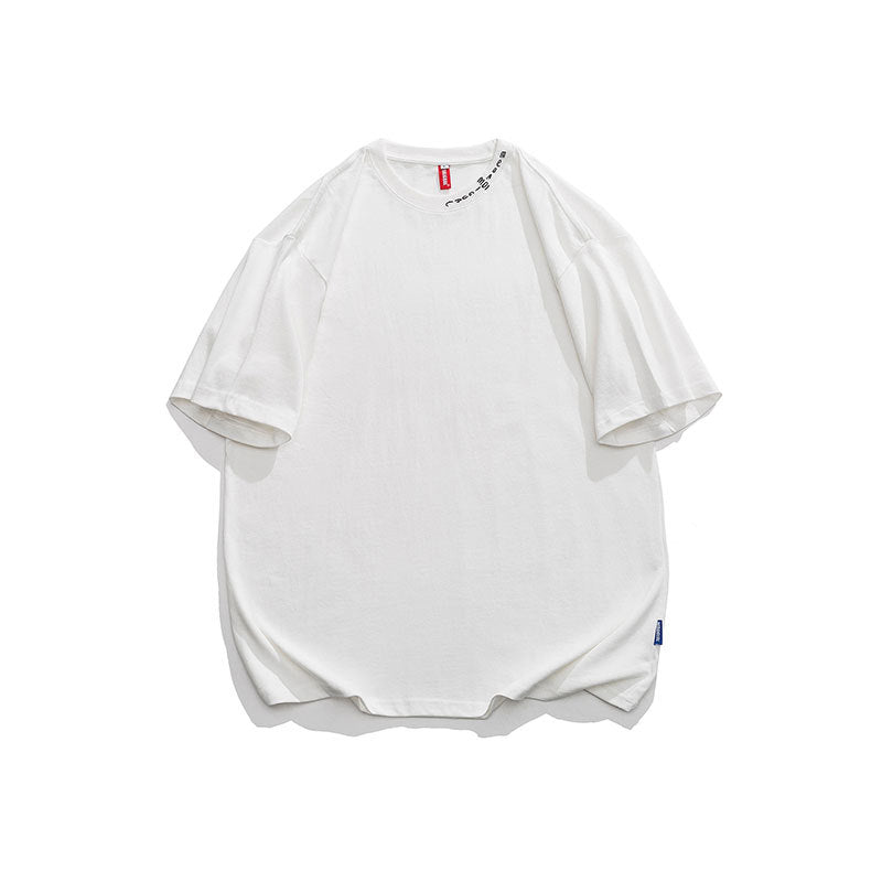 Men T Shitrs Side Embroidered Neckline Round Neck