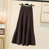 MIDI Mauve Skirt Knitted Skirt A- Line Autumn and Winter