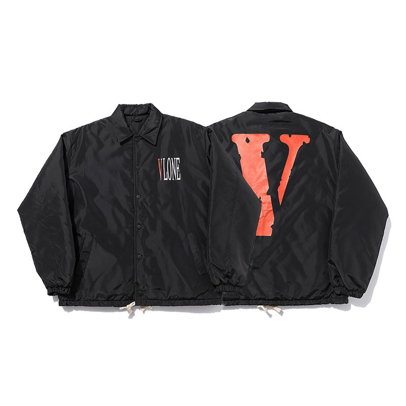 Vlone Jean Jacket Printed Baseball Uniform Cotton Jacket Outside