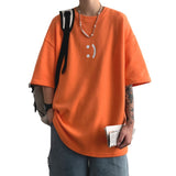 Men T-Shirts Loose Casual Half Sleeve Printed Smiley Face