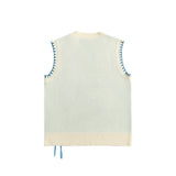 Men Sweater Hand Stitching Color Matching Sweater Vest Man Sleeveless Sweater Vest Outer Wear