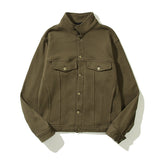 Cardigan Baseball Jacket Autumn and Winter French Terry Trucker Fleece Tooling Sweater Jacket