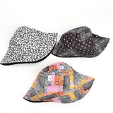 Bucket Hat Fishing Cap Cotton Print Fisherman Hat Printed Fashion Flower Leopard Print Bucket Hat Fashion Sun-Proof Hat