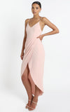 MIDI Mauve Wrap Dress Spring/Summer Solid Color Strap Sleeveless High Waist Pleating Women's Formal Dress
