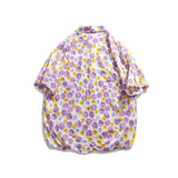 Men T Shitrs Two-Tone Round Pattern Printing Lapel Loose