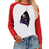 Halloween Costumes Pattern Printing Color Contrast Long Sleeve T-shirt Female
