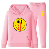 Vlone Hoodie & Pants 2 Piece Set Men'S Spring And Autumn Loose Pullover Sweatershirt