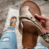 Women Open Toe Sands Flats Summer Fashion Toe Ring Slippers