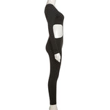 Autumn Sexy Hollow High Waist Hip Raise Skinny Yoga Sports Fitness Jumpsuit