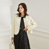 Gloria Vanderbilt Single-Breasted Handsome round Neck Coat