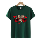 Valentine's Day T Shirts Couples Leopard Print Heart Printing Women's Pullover Short Sleeve T-shirt