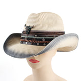 Beth Dutton Hat Gradient Spray Paint Paper Grass Wind Outdoor Sun Hat Sunshade Straw Hat