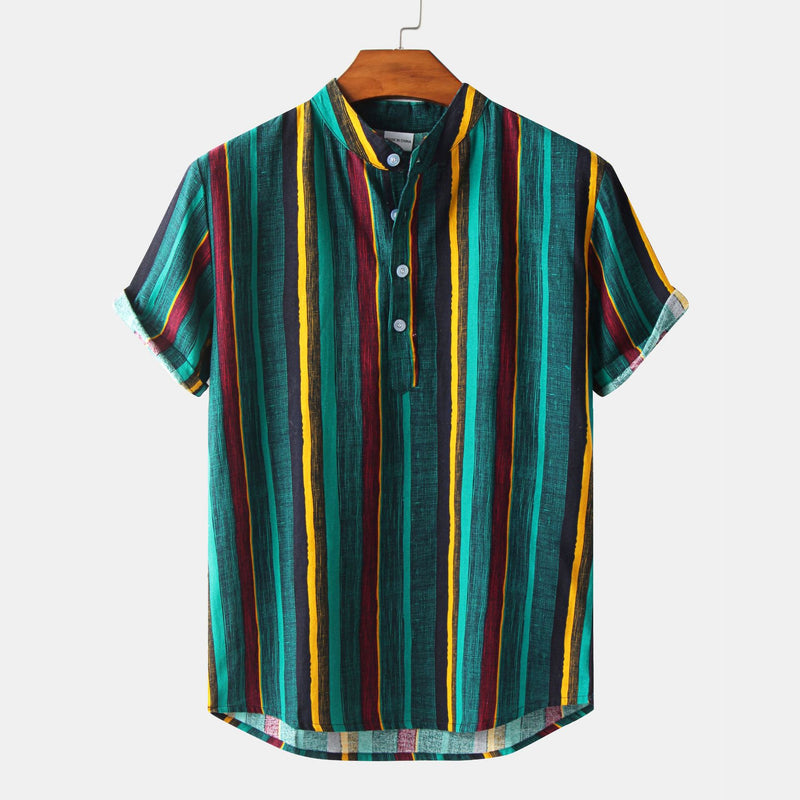 Camp Collar Shirt Short Sleeve Lapel Print