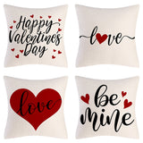 Valentine's Day Pillow Covers 4 Piece Random Styles Together, Truck Love Balloon Bicycle Ornament Pillow Cushion
