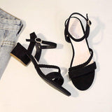 High Heels Slides Summer Suede Buckle Open Toe Sandals Chunky Heel Fashion Sandals
