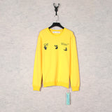 Off White Sweatshirts Autumn And Winter Green Lightning Arrow Pattern Round Neck Sweater