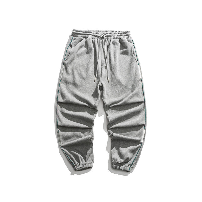 Man Fall Outfis Autumn Solid Color Exercise Casual Pants Men and Women All-Matching Wide Leg Ankle-Tied Sweatpants
