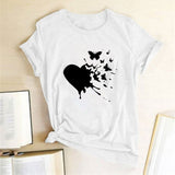 Valentine's Day T Shirts Couples Spring and Summer Women's Clothing T-shirt Short Sleeve Heart Printing Bottoming Shirt