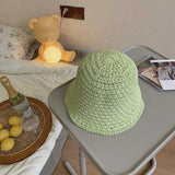 Women Bucket Hat Dome Knitted Fisherman Sun Protection Sunshade
