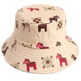 Bucket Hat Fishing Cap Cotton Print Fisherman Hat Man and Woman Cartoon Printed Flowers