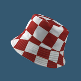 Vintage Check Bucket Hat Black and White Plaid Chessboard Plaid