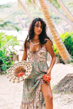 Kendall Jenner Wedding Guest Dress Bohemian Long Strap Floral High Waist