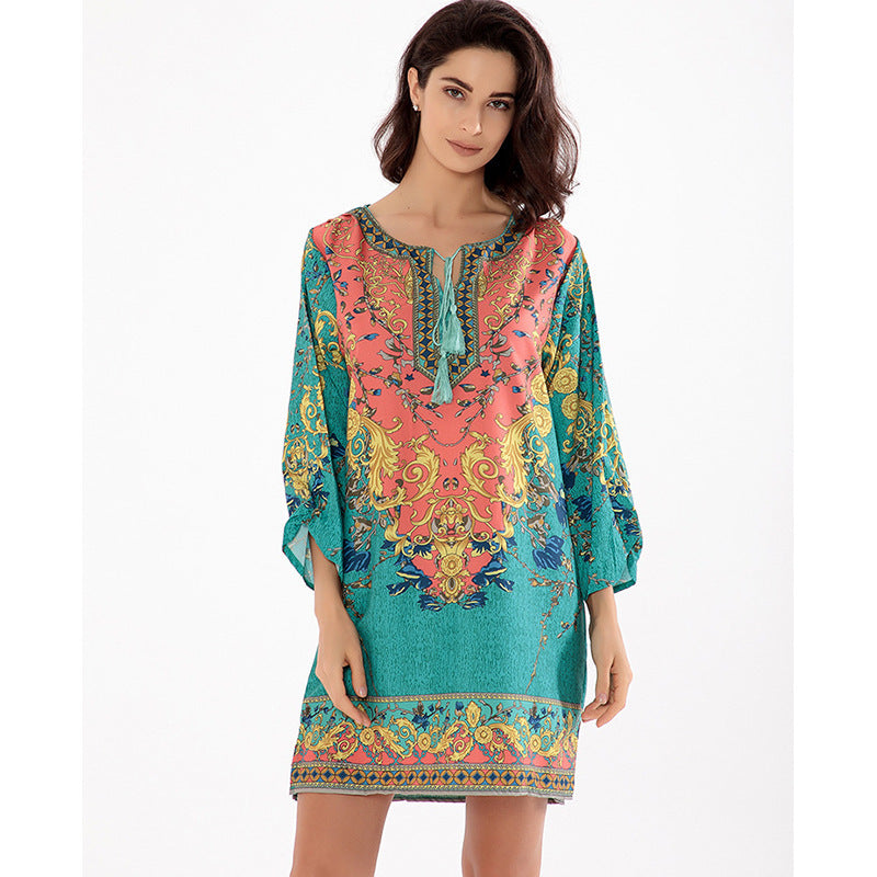 Gypsy Style Dresses Ethnic Print Streamers