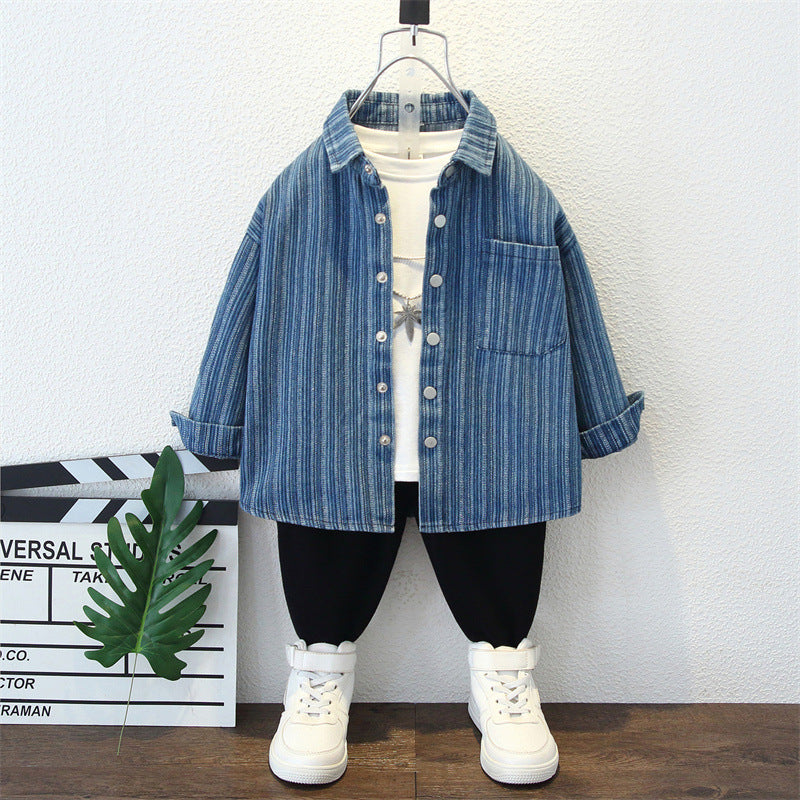 Toddler Boys Jackets Boy's Cowboy Shirt Spring and Autumn Shirt Coat