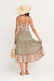 Kendall Jenner Wedding Guest Dress Bohemian Long Strap Floral High Waist