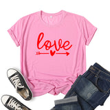 Valentine's Day T Shirts Couples Love Printed Short Sleeve round Neck T-shirt Men and Women Loose