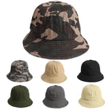 Bucket Hat Fishing Cap Cotton Print Fisherman Hat Camouflage Hat Men Solid Color Fashion