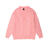 Men Sweater Solid Color Simple Style Single Breasted Cardigan Sweater Men Loose V-neck Sweater Coat Top