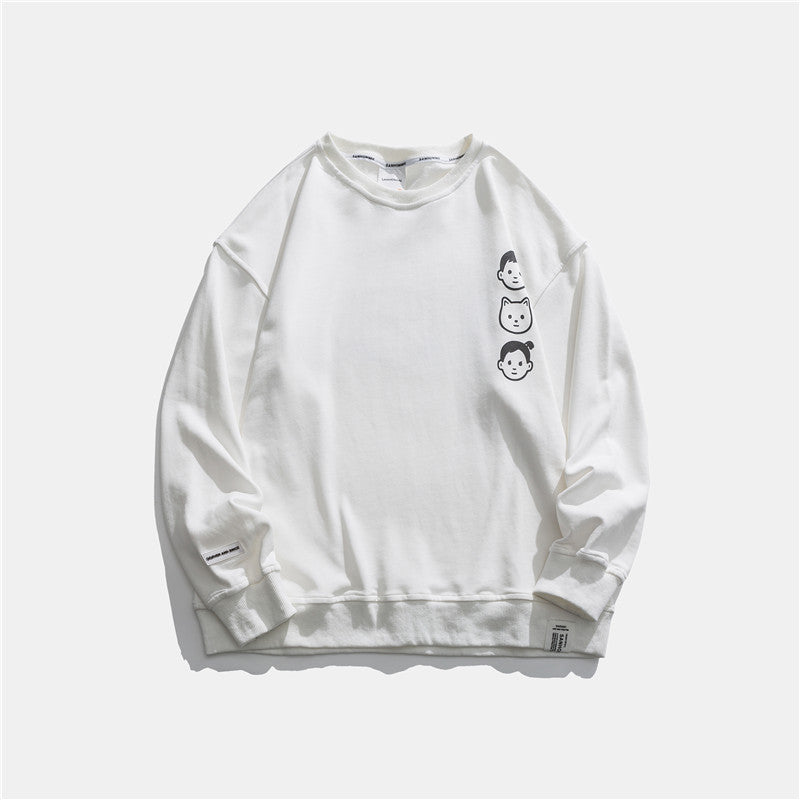 Crew Neck Sweatshirts for Men Men's Clothing | Autumn Retro Printed Crew Neck Sweatshirt Top