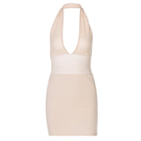 Maxi Burgundy Dress Formal Spring Women's Sexy Backless Halter V-neck Fashion Slim Dress