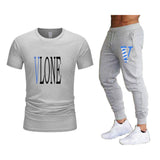 Vlone T Shirts & Pants 2 Piece Set Men'S Suit Summer T-Shirt Short Sleeve Trousers Sports And Leisure