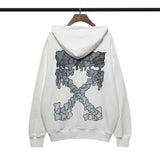 off White Hoodie Autumn and Winter Terry Hooded Loose Sweater Printed Men's and Women's Jacket