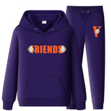 Vlone Hoodie & Pants 2 Piece Set Men'S Loose Printed Hoodie Sweater