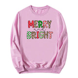 Merry and Bright Sweatshirts Christmas Leopard Print Merry and Bright Printed Crew Neck Sweatshirt