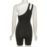 Summer Women's Clothing Sexy One-Shoulder Backless High Waist Tight Casual Sports One-Piece Shorts