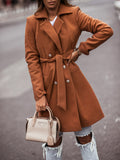 Naomi Watts Gypsy Outfits Autumn and Winter Long Sleeve Suit Collar Double Breasted Woolen Coat Top