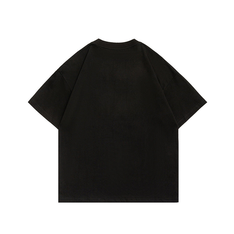 Men T Shitrs Letter Patch Embroidered Crew Neck