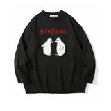 Men Sweater Cartoon Towel Embroidery Penguin Sweater Men's Pullover