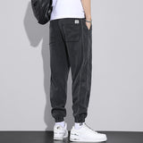 Cuffed Cargo Pants Tencel Cropped Jeans Summer Loose Tappered Breathable Thin Casual Ice Silk Workwear Pants Men