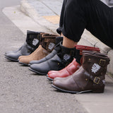 Yellowstone Cowboy Boots Autumn And Winter Vintage Metal Buckle Side Zipper Men'S Large Size Leather Boots