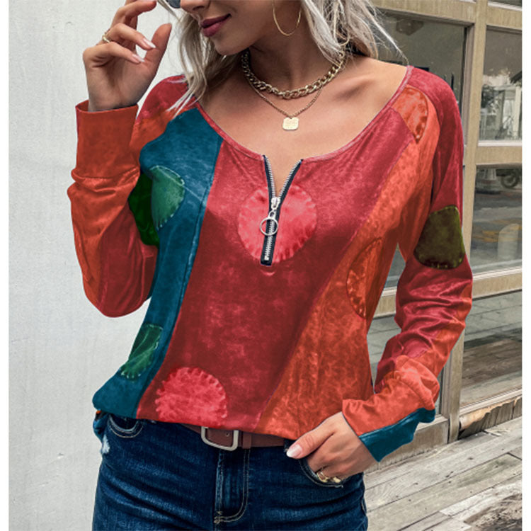 Romanian Gypsy Outfits Copy Flower Long-Sleeve Zipper