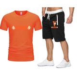 Vlone T Shirts & Shorts 2 Piece Set Large V Printed Short Sleeve Loose Short Sleeve T-Shirt Shorts