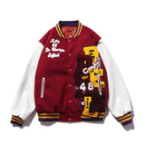 Travis Baseball Jacket Baseball Uniform Men and Women Stand Collar Puffer Jacket Loose Cotton Coat