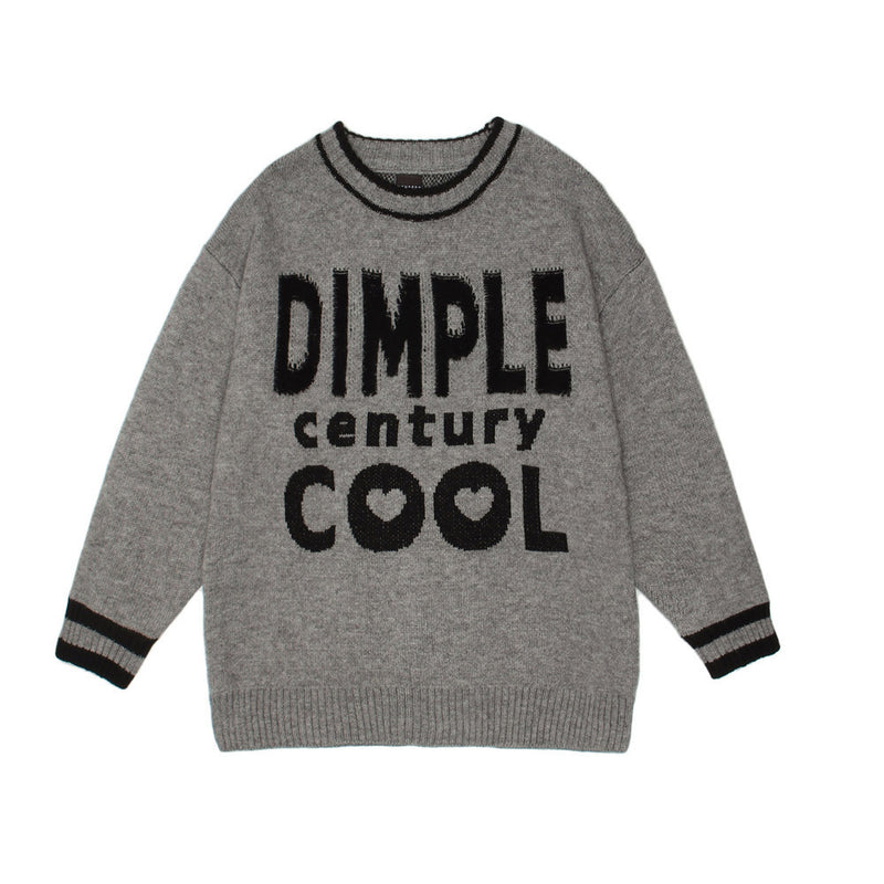 Men Sweater Embroidery Letter Color Matching Sweater Men's Pullover Top