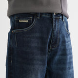 Men Jeans Blue Straight Jeans Men's All-Match Slightly Loose