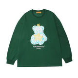 Crew Neck Sweatshirts for Men Menswear Autumn Clothes Cartoon Bear Printed Crew Neck Sweatshirt Men